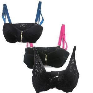 3 bra set size 34b zipper sexy retro lingerie
